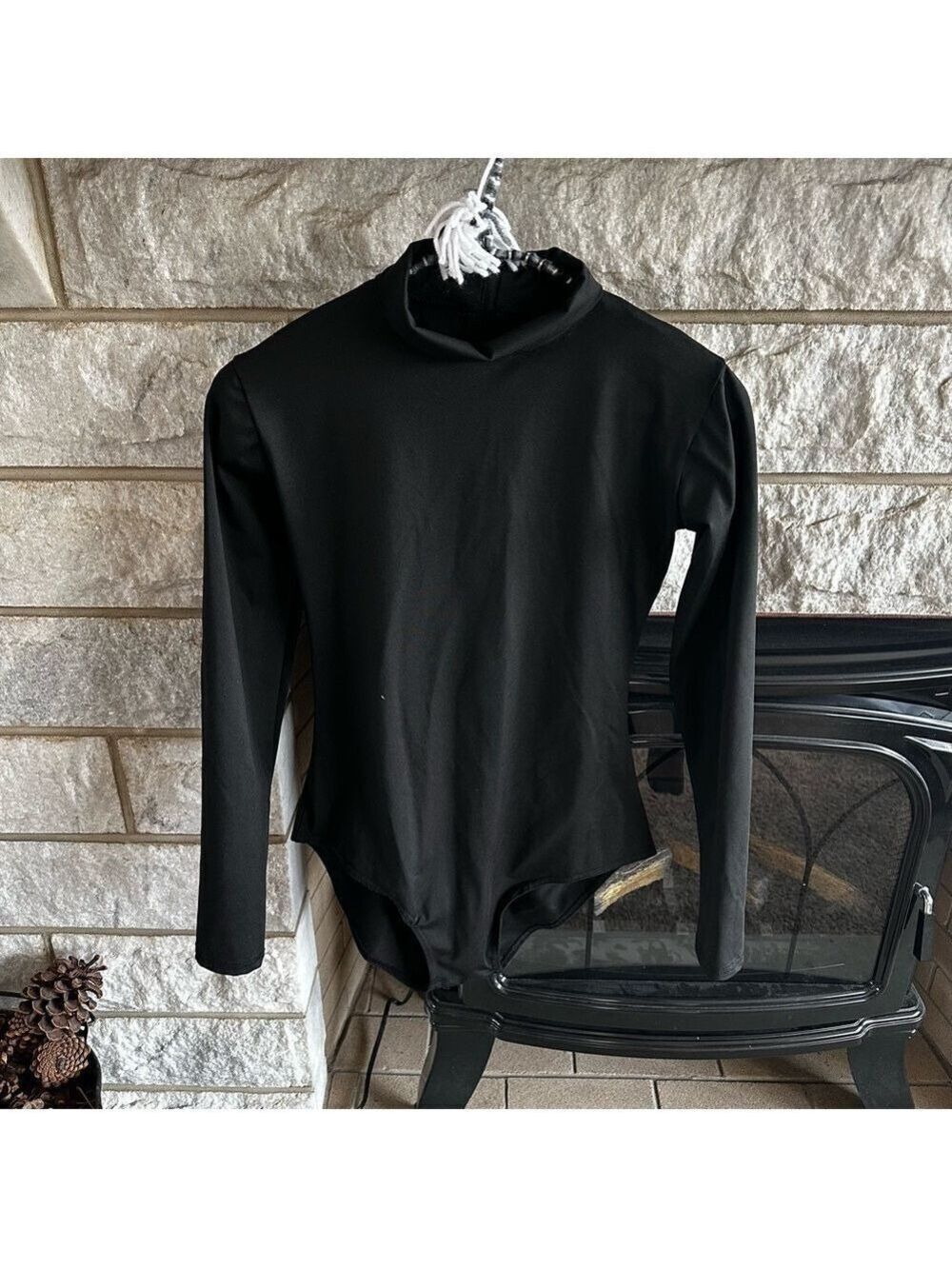 Black Long Sleeve Bodysuit adult medium back zip closure